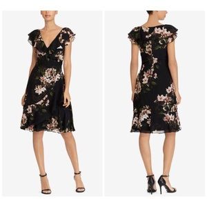 LAUREN RALPH LAUREN Black Sheer Floral Dress